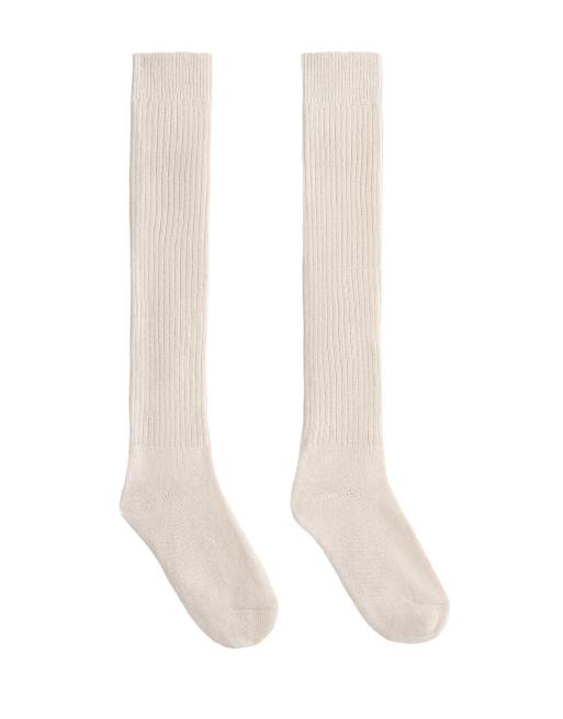 OYSHO cashmere 22% wool 10% long socks in ecru, 2 of 4