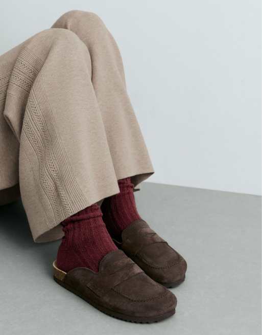 OYSHO cashmere 25% wool 11% classic socks in purple, 2 of 4