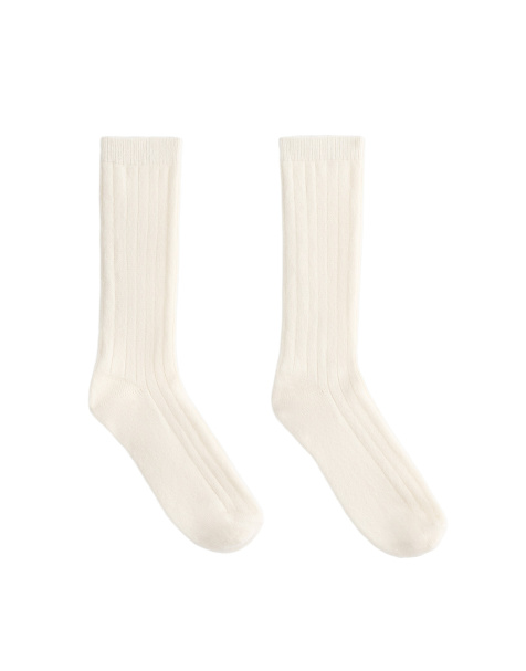 OYSHO cashmere 75% socks in ecru - view 1