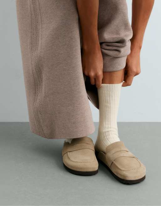 OYSHO cashmere 75% socks in ecru, 2 of 4