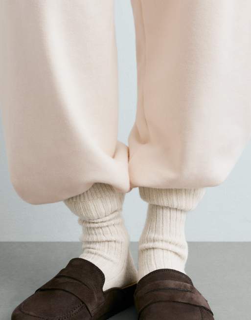 OYSHO chaussettes classiques en cachemire 18 % et laine 8 % écru, 2 de 4
