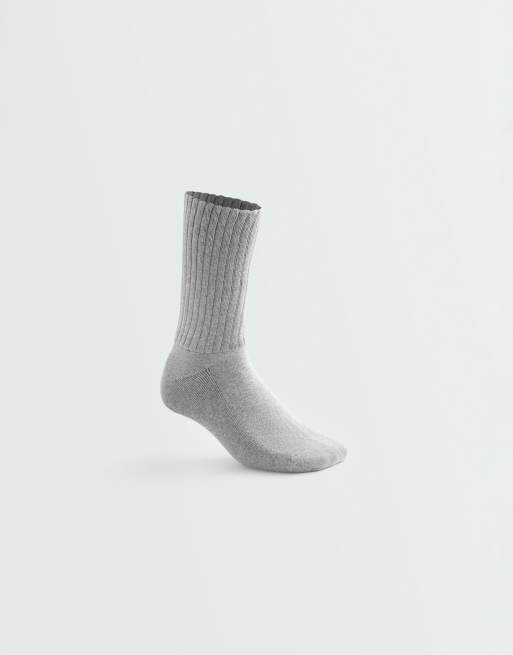 OYSHO chaussettes côtelées en coton mélangé gris moyen chiné, 4 de 4