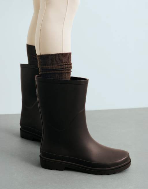 OYSHO chaussettes hautes 17 % cachemire 61 % modal marron, 3 de 4