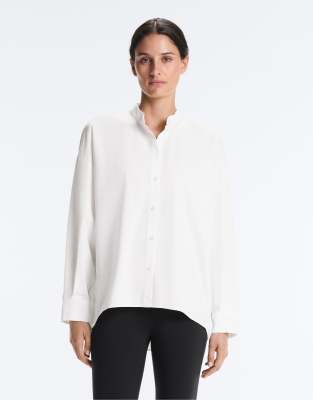 Chemise à col droit en pur coton - Blanc cassé XS