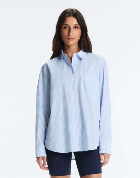 Oysho - Chemise à manches longues en coton - Bleu clair - view 1
