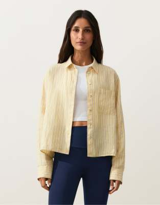 Chemise courte en lin - Jaune M
