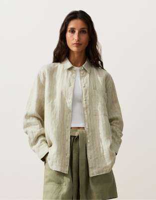 Chemise décontractée en pur lin - Vert XS