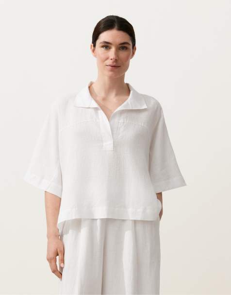 Oysho - Chemise oversize 100 % lin à manches courtes - Blanc cassé - view 1