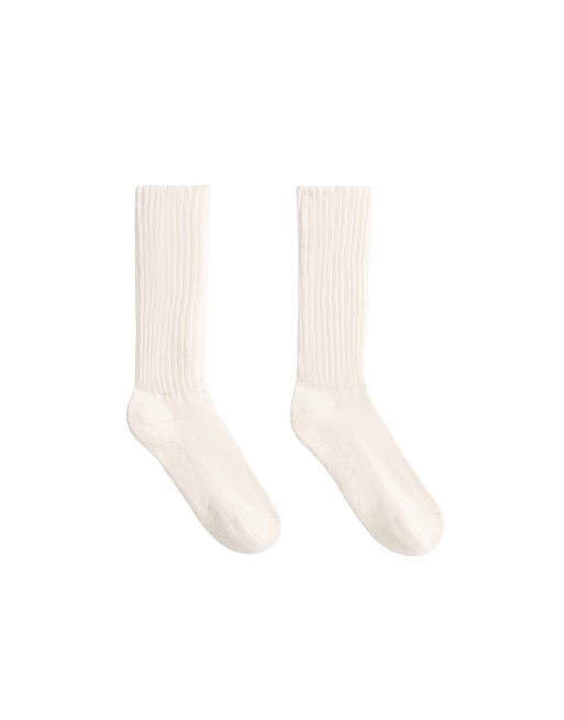 OYSHO Classic ribbed cotton blend socks for yoga and pilates in ecru, 4 of 4
