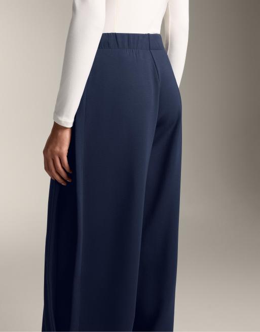 OYSHO Cocoon trousers with side pleat and brushed modal in navy, 3 of 4