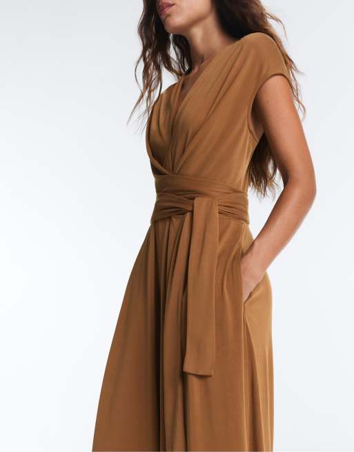 Oysho - Combinaison cache-cœur longue en modal mélangé - Marron, 2 de 4