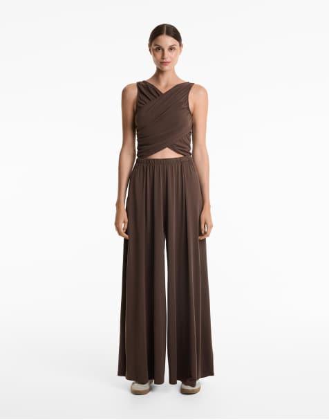 Oysho - Combinaison fluide et croisée en modal - Marron clair - view 1