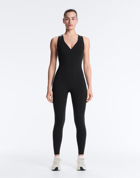 OYSHO - Combinaison longue effet compression à double bretelle - Noir - view 1