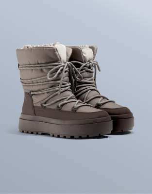 OYSHO - Combined - Schnürstiefel in Maulwurfsgrau-Neutral