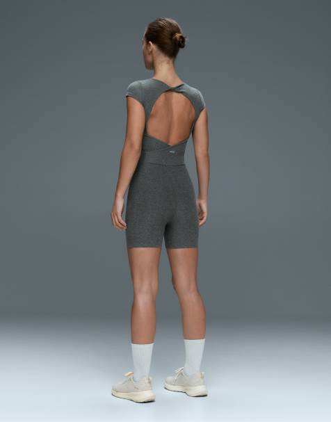 OYSHO combishort Comfortlux chiné à dos nu en gris foncé - view 1