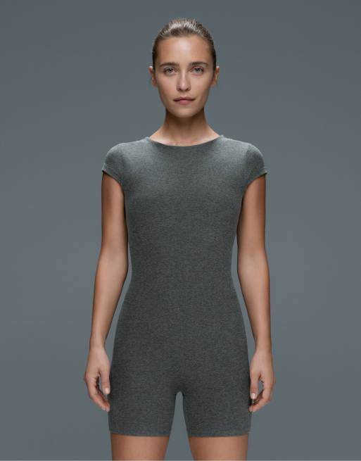 OYSHO combishort Comfortlux chiné à dos nu en gris foncé, 3 de 7