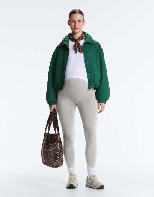 OYSHO Comfortlux 65cm heathered maternity leggings in pale grey, 3 of 4