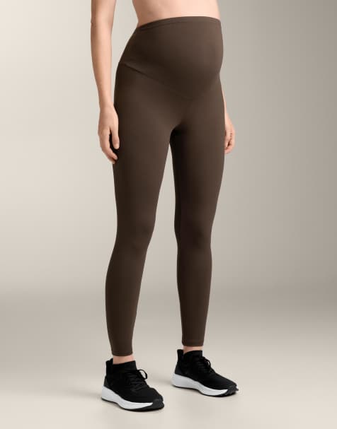OYSHO Comfortlux 65cm maternity leggings in dark brown - view 1