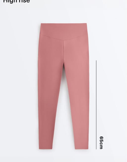 OYSHO - Comfortlux - Ankellange mørkrosa leggings med høj talje, 6 af 7