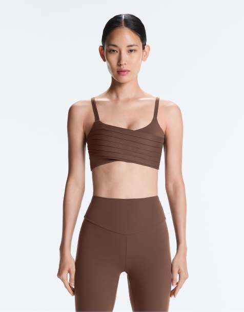 OYSHO - Comfortlux - Brun plisseret sports-BH med medium støtte - view 1