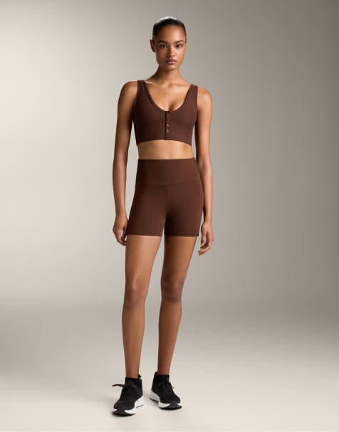 Oysho – Comfortlux – Bruna, ribbade hotpants med hög midja, 10cm - view 1