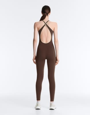 Comfortlux - Combinaison longue à liserés - Marron foncé-Brown XL