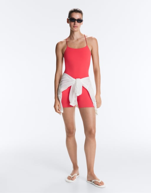 OYSHO - Comfortlux - Combishort dos nu à bretelles - Corail, 3 de 7