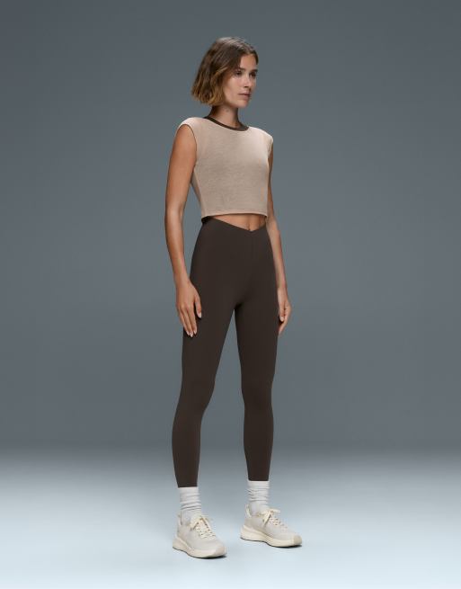 OYSHO Comfortlux contrast overlay tank top in stone, 2 of 6