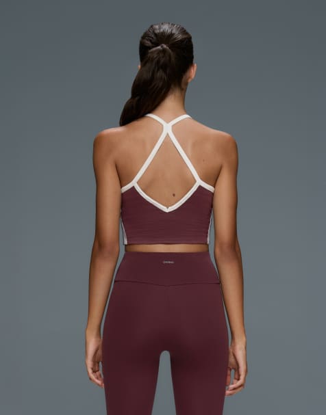 OYSHO Comfortlux contrast piping tank top (top) in burgundy - view 1