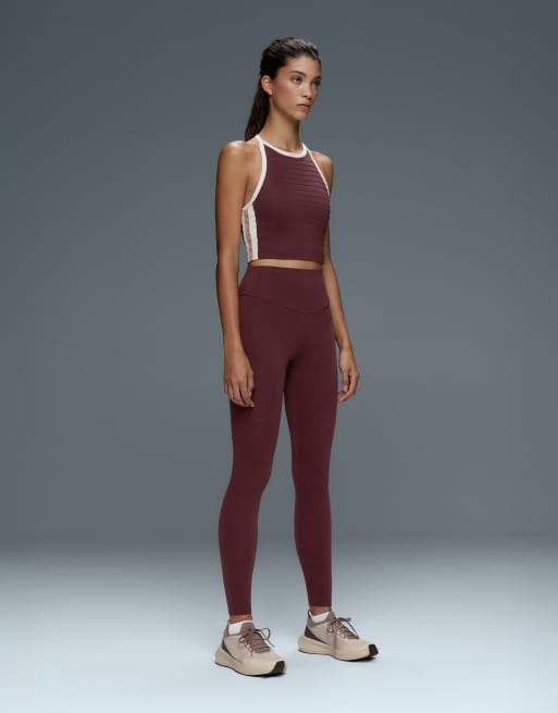 OYSHO Comfortlux contrast piping tank top (top) in burgundy, 5 of 7