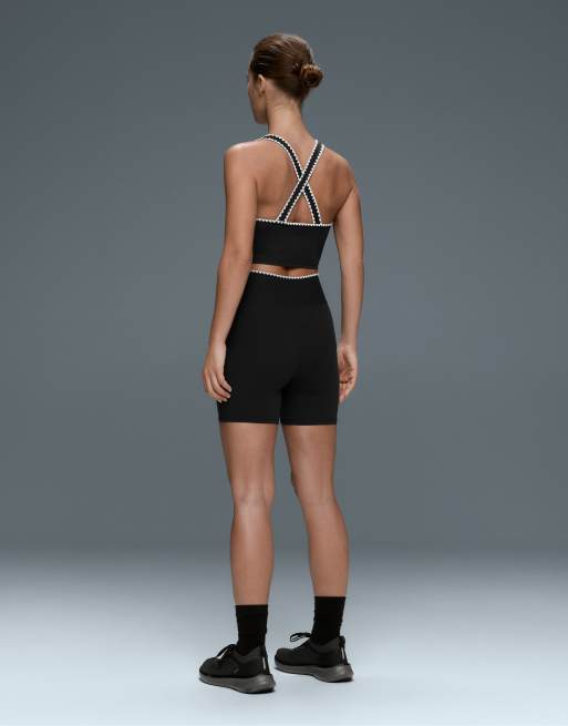 OYSHO Comfortlux contrast stitch tank top in black, 4 of 7