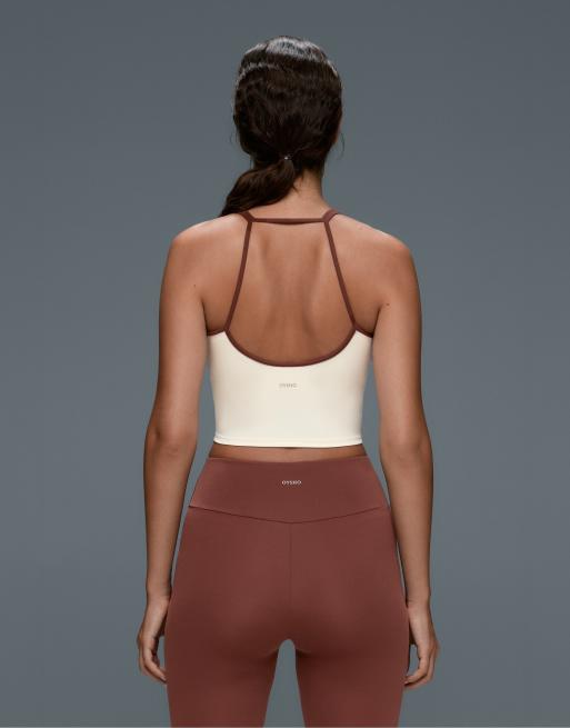 OYSHO Comfortlux contrast strap tank top in ecru, 2 of 7