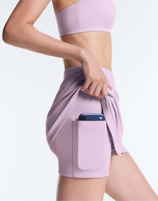 OYSHO Comfortlux crossover skirt in purple, 4 of 4
