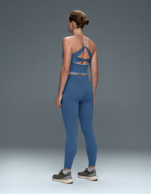 OYSHO Comfortlux crossover strap tank top in blue, 4 of 7