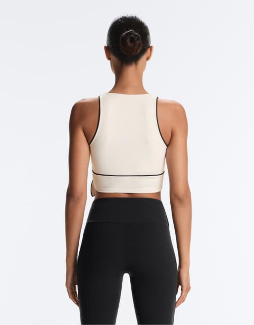OYSHO - Comfortlux - Ecrufarvet ærmeløs tanktop med bindebånd, 3 af 4