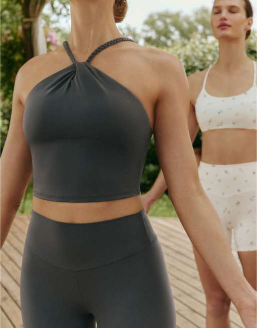 OYSHO – Comfortlux – Geflochtenes Neckholder-Tanktop in Grau, 3 von 4