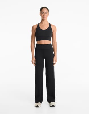 Oysho - Comfortlux - Gerade geschnittene Hose in Schwarz mit hohem Bund