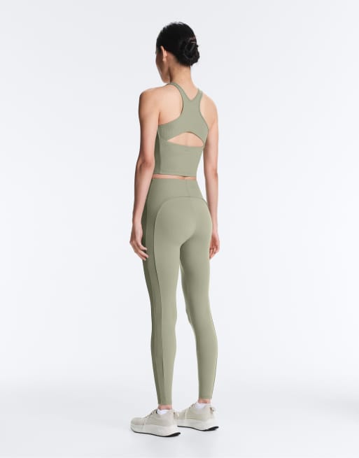 OYSHO – Comfortlux – Geripptes Neckholder-Tanktop in Hellgrün, 4 von 4