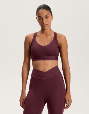 OYSHO - Comfortlux - Geripptes Tanktop in dunklem Kastanienbraun-Rot