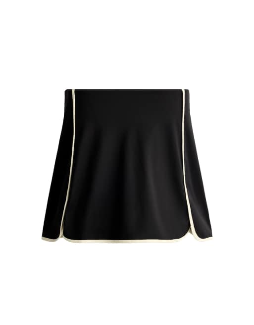 OYSHO - Comfortlux - Gonna corta nera con profili a contrasto, 6 di 6