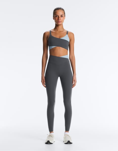 OYSHO - Comfortlux - Grå ankellange leggings med V-talje i kontrast - view 1