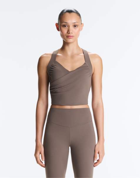 OYSHO - Comfortlux - Gråbrun tanktop med krydsende detalje - view 1