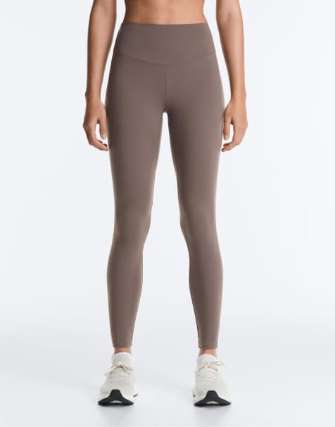 OYSHO – Comfortlux – Gråbruna, ankellånga leggings med hög midja - view 1