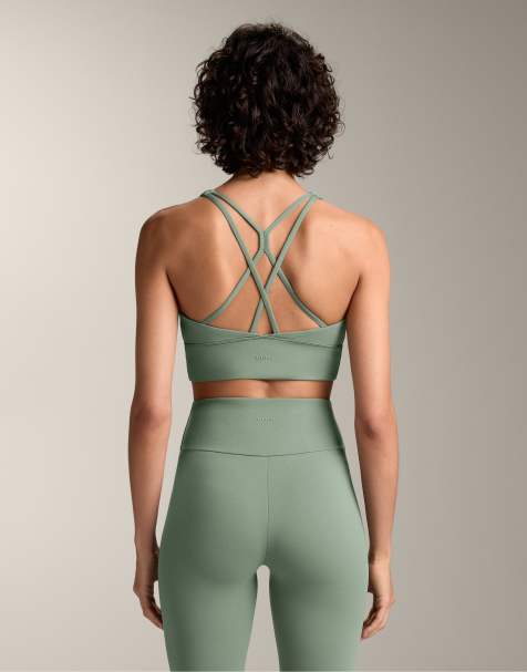 Oysho – Comfortlux – Grön, tvättad sportbehå med mediumstöd och kupor - view 1