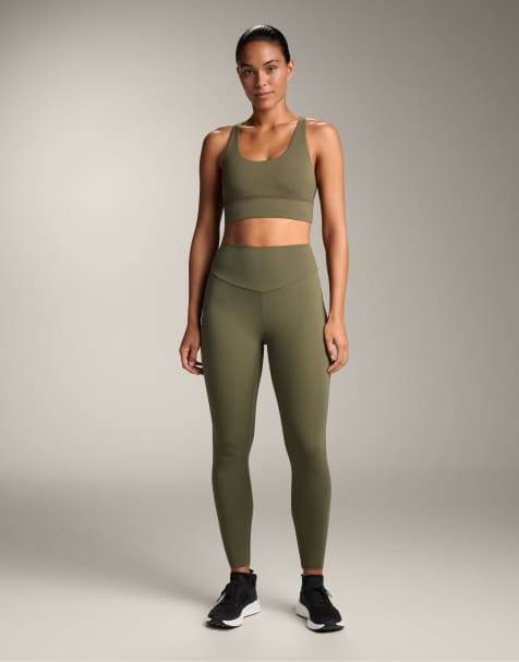 OYSHO – Comfortlux – Gröna, ankellånga leggings med hög midja - view 1