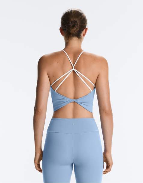 OYSHO Comfortlux halter-tanktop med krydsede stropper i blå - view 1