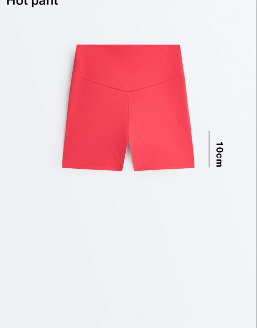 OYSHO Comfortlux high-rise 10cm hot pants in coral, 6 of 7
