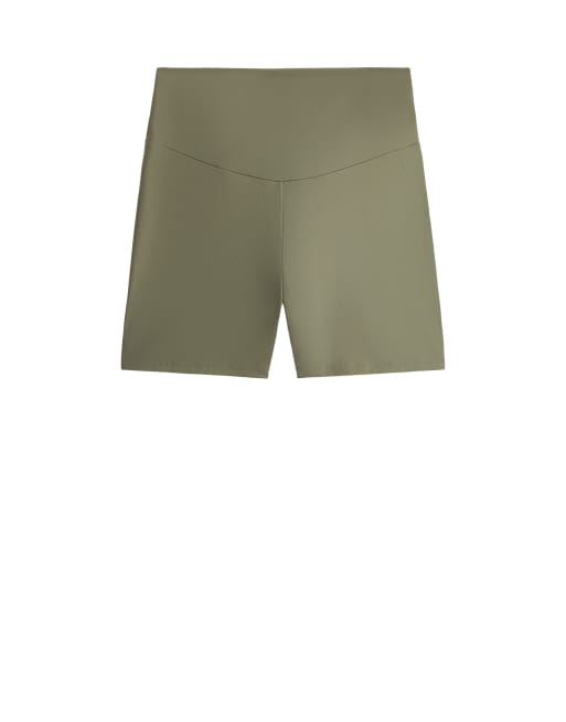 OYSHO Comfortlux high-rise 10cm hot pants in green, 6 of 7