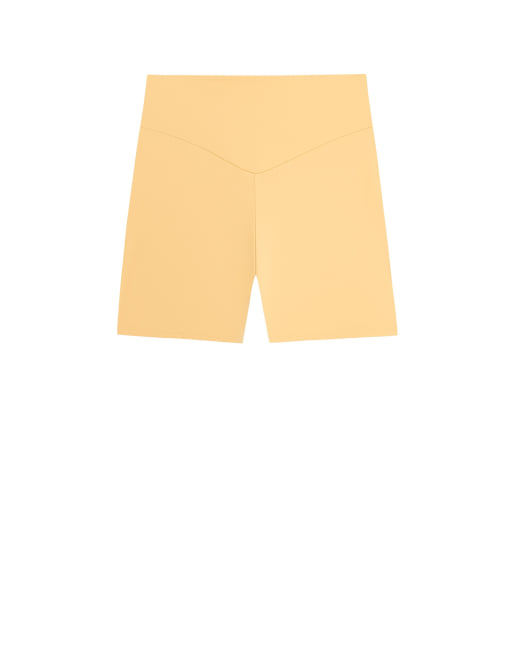 OYSHO Comfortlux high-rise 10cm hot pants in yellow, 5 of 7