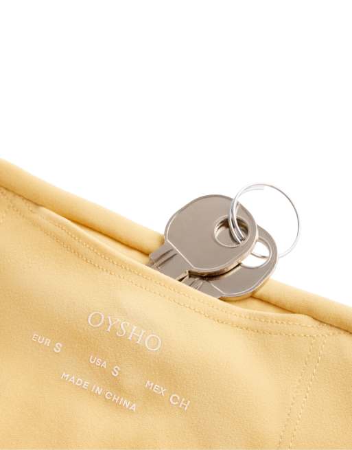 OYSHO Comfortlux high-rise 10cm hot pants in yellow, 7 of 7